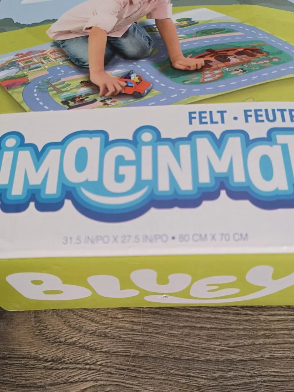 NIB Bluey Imaginmat Felt  2.5’ X 2’ Bluey In Car